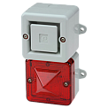 SONFL1HDC024G/R сигнализатор светозвуковой серии Sonora со светодиодной лампой, корпус серый, линза красная, 100 dB, 10-30V DC, IP66
