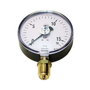 111.10.050-(0-16)кгс/см2-снизу-М12x1,5-кл.т.2,5-пластик манометр с трубкой Бурдона, Изображение №1