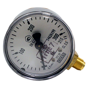 111.10.050-(0-315)бар-снизу-G1/8-кл.т.2,5-сталь манометр с трубкой Бурдона, Изображение №1