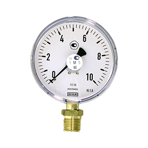 111.10.100-(0-10)кгс/см2-снизу-G1/2B-кл.т.1,6-сталь манометр с трубкой Бурдона, Изображение №1