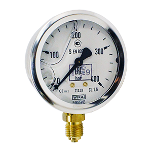 213.53.063-(0-400)бар-снизу-G1/4B-кл.т.1,6-нерж.сталь манометр с гидрозаполнением силиконовым маслом М50, Изображение №2