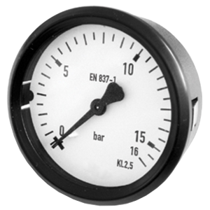 111.26.063-(0-10)бар-сзади-М12х1,5-зажим-кл.т.2,5 манометр с трубкой Бурдона для монтажа в панель, Изображение №1