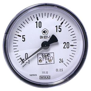 111.12.050-(0-12)бар-сзади-1/4NPT-кл.т.2,5-пластик манометр с трубкой Бурдона, Изображение №1