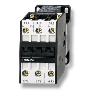 J7KN-10D-10-24 контактор 3-полюсный 10A/4kW AC3 (25A AC1) + 1M вспомогательный 24V AC, Изображение №1