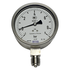 232.50.100-(0-100)кгс/см2-снизу-1/2NPT-кл.т.1,0 манометр из нержавеющей стали, Изображение №1