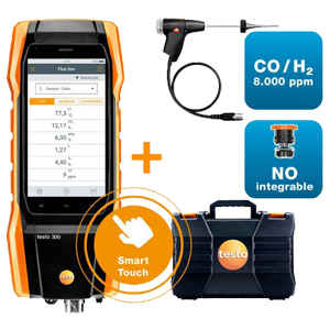 Testo-300LL анализатор дымовых газов O2, CO с H2 компенсацией (до 8000 ppm), NO, кейс, пылевые фильтры, зонд 300мм ᴓ8 мм, блок питания, Изображение №2
