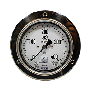PG23CP.30.063-(0-5000)psi/(кг/см2)-сзади-1/4NPT-кл.т.1,6 манометр гидрозаполненный глицерином для монтажа в панель, Изображение №1