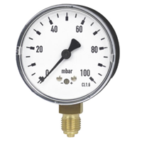 611.10.063-(0-100)мбар-снизу-G1/4B-кл.т.1,6 манометр с коробчатой пружиной