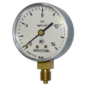 МП2-У-У2-(0-1,6..100)кгс/см2-кл.т.2,5-Ацетилен манометр технический показывающий, Изображение №1