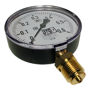 111.10.100-(0-0,6)кгс/см2-снизу-М20х1,5-кл.т.1,6-сталь манометр с трубкой Бурдона, Изображение №1