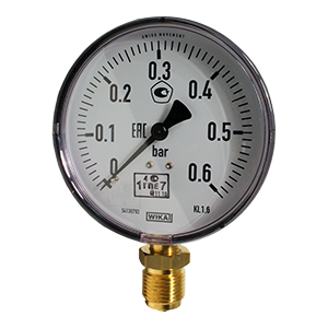 111.10.100-(0-0,6)кгс/см2-снизу-М20х1,5-кл.т.1,6-сталь манометр с трубкой Бурдона, Изображение №1