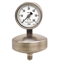 632.51.100-(0-2,5)мбар-снизу-G1/2B-кл.т.1,6 манометр с мембранной коробкой