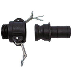 БРС соединение быстроразъемное типа Camlock 1_1/2" (пластик, мама - наружная резьба, папа - под хомут для шланга 38мм), Изображение №1