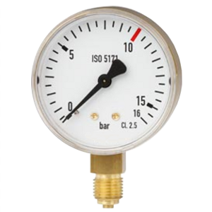 111.11.050-(0-10)бар-снизу-G1/4B-кл.т.1.6-хром.сталь манометр сварочный, Изображение №1