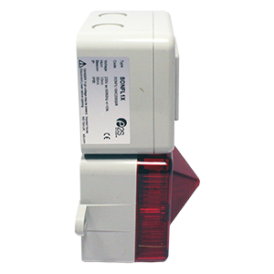 SONFL1HAC230R/A сигнализатор светозвуковой серии Sonora со светодиодной лампой, корпус красный, линза оранжевая, 100 dB, 230V AC, IP66, Изображение №3