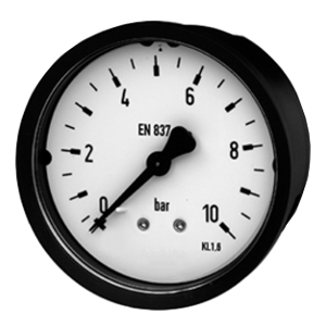 111.16.040-(0-4)бар-сзади-G1/4B-кл.т.2,5-пластик манометр с трубкой Бурдона для монтажа на панель, Изображение №1