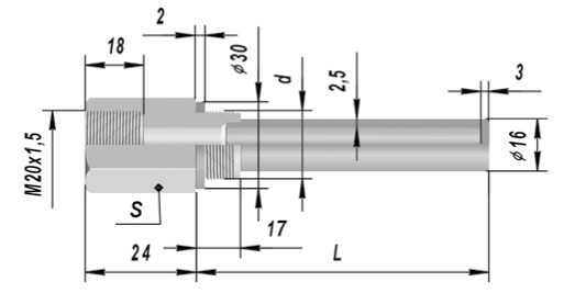 015-14 гильза защитная (160мм, 25МПа, 12Х18Н10Т), Изображение №1