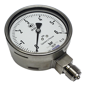 232.50.100-(0-6)кгс/см2-снизу-М20х1,5-кл.т.1,0 манометр из нержавеющей стали, Изображение №1