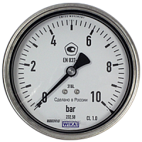 232.50.100-(0-10)бар-сзади-1/2NPT-кл.т.1,0 манометр из нержавеющей стали