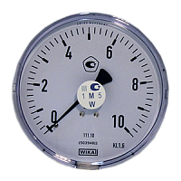 111.12.050-(0-10)бар-сзади-1/8NPT-кл.т.2,5-пластик манометр с трубкой Бурдона