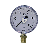 111.10.100-(0-4)бар-снизу-G1/2B-кл.т.1,6-сталь манометр с трубкой Бурдона