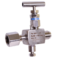 КЗИК-13.01-15-400-М20х1,5-М20х1,5-Ац клапан запорный игольчатый комбинированный