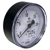 111.12.040-(0-400)бар-сзади-G1/8B-кл.т.2,5-пластик манометр с трубкой Бурдона