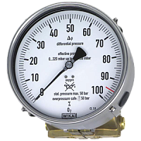 712.15.160-(0-80/0-280)мбар-снизу-2хG1/4-кл.т.2,5 манометр дифференциального давления, медный сплав