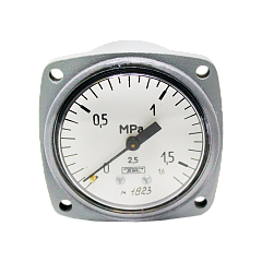 МТП-3М-(0-100...400)кгс/см2 манометр с осевым штуцером, с передним фланцем (0-100 кгс/см2, кл.т. 4-2,5-4)