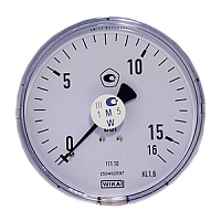 111.12.050-(0-16)бар-сзади-G1/4B-кл.т.2,5-пластик манометр с трубкой Бурдона