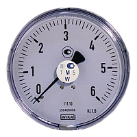 111.12.050-(0-6)бар-сзади-G1/4B-кл.т.2,5-пластик манометр с трубкой Бурдона