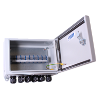 KlemBox-КК-300-40х24А-8хМ20/2хМ25-IP65 коробка клеммная, сталь (300х200х150мм, 40 клемм х 24А, 8 вводов М20, 2 ввода М25)