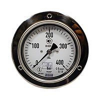PG23CP.30.063-(0-5000)psi/(кг/см2)-сзади-1/4NPT-кл.т.1,6 манометр гидрозаполненный глицерином для монтажа в панель