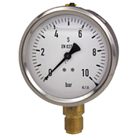 213.53.050-(0-600)бар-снизу-G1/4B-кл.т.1,6-нерж.сталь манометр с гидрозаполнением глицерином
