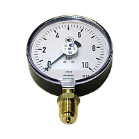 111.10.063-(0-10)бар-снизу-М10х1-кл.т.2,5-пластик манометр с трубкой Бурдона