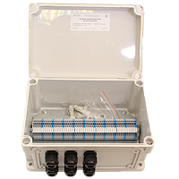 KlemBox-КК-М300-50х24А-6хМ20-IP67 коробка клеммная, пластик (300х200х146мм, 50 клемм 24А, 6 вводов М20)