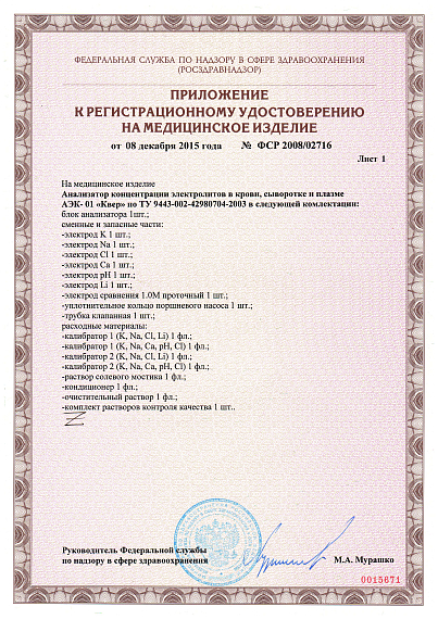 АЭК-01 анализатор электролитов крови, Изображение №2