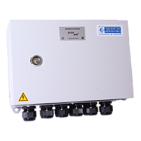 KlemBox-КК-300-40х24А-8хМР10/1хМР25-IP65 коробка клеммная, сталь (300х200х150мм, 40 клемм х 24А, 8 вводов МР10, 1 ввод М25)