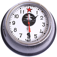 5-ЧМ-М3 часы механические судовые, циферблат "подводная лодка", корпус "антик-серебро" с диском основания, арабские цифры