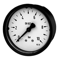 111.16.063-(0-4)бар-сзади-G1/4B-кл.т.2,5-пластик манометр с трубкой Бурдона для монтажа на панель